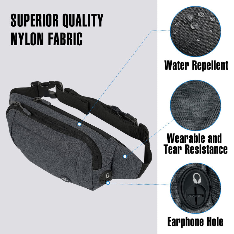 WATERFLY Fanny Pack Waist Bag: Runner Small Hip Pouch Bum Bag Running Fannie Pack Phanny Fannypack Waistpack Bumbag Beltbag Sport Slim Fashionable for Jogging Hiking Woman Man Grey - NewNest Australia