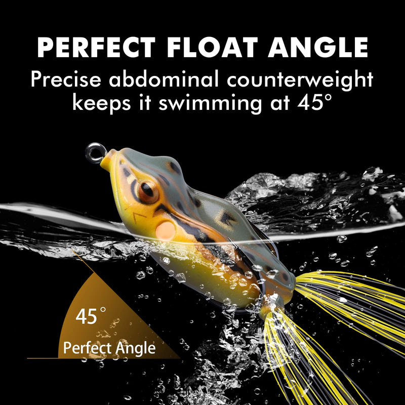 TRUSCEND Topwater Fishing Lures for Bass, Super Soft Hollow Rubber/Floating Solid Foam Frog Lures, Perfect Surface Bass Lure, Weedless Ultra-Sharp BKK Hooks, Soft Skirt Legs/ Spinner Tail A-2.5",0.5oz - NewNest Australia