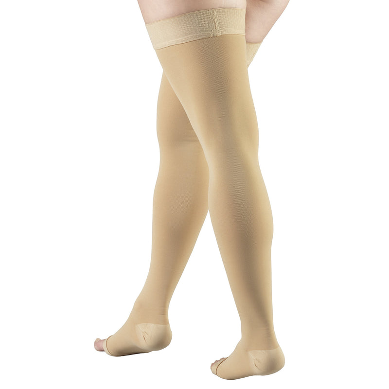 Truform 20-30 mmHg Compression Stockings for Men and Women, Thigh High Length, Dot-Top, Open Toe, Beige, Small Small (Pack of 1) - NewNest Australia