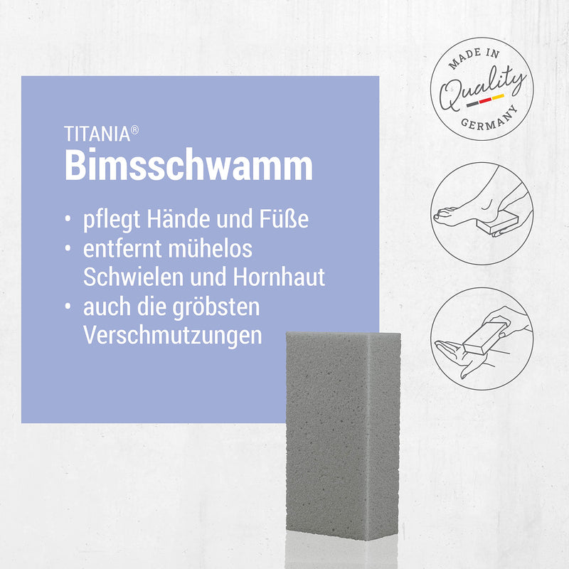 Titania Pumice Sponge (Square), Pumice Sponge For Hand And Foot Care, Easy To Remove Callus, Pumice Stone Foot Care, For Men And Women, Made In Germany, Pumice Sponge For Feet (Grey) - NewNest Australia
