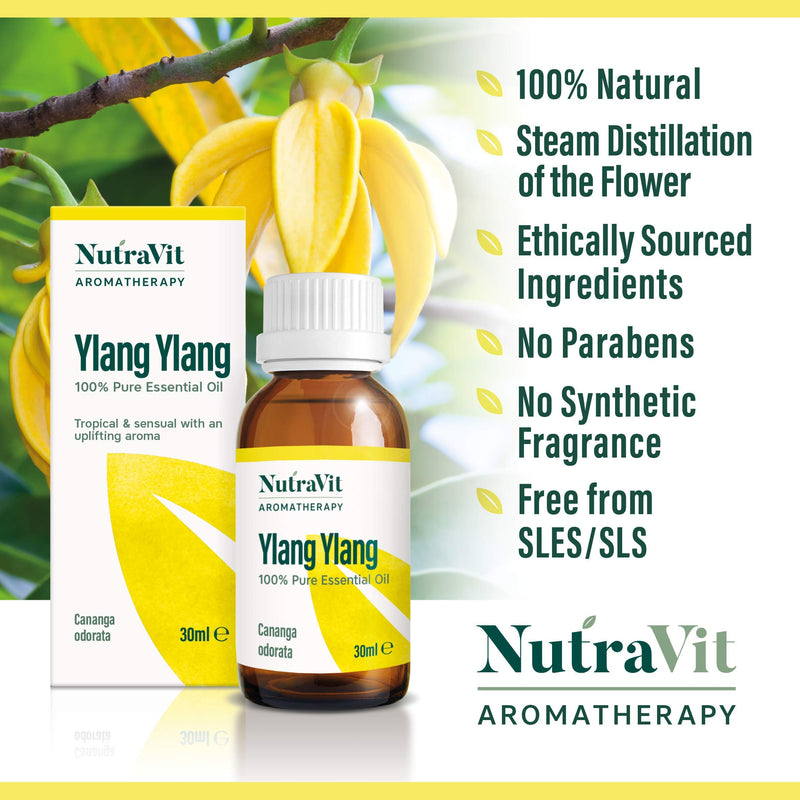 NutraVit - Madagascan Ylang Ylang Oil | 100% Pure Ylang Ylang Essential Oil - 30ml - Therapeutic Grade Aromatherapy Oil - Diffuser, Humidifier, Massage, Stress Relief & Hair Growth - NewNest Australia