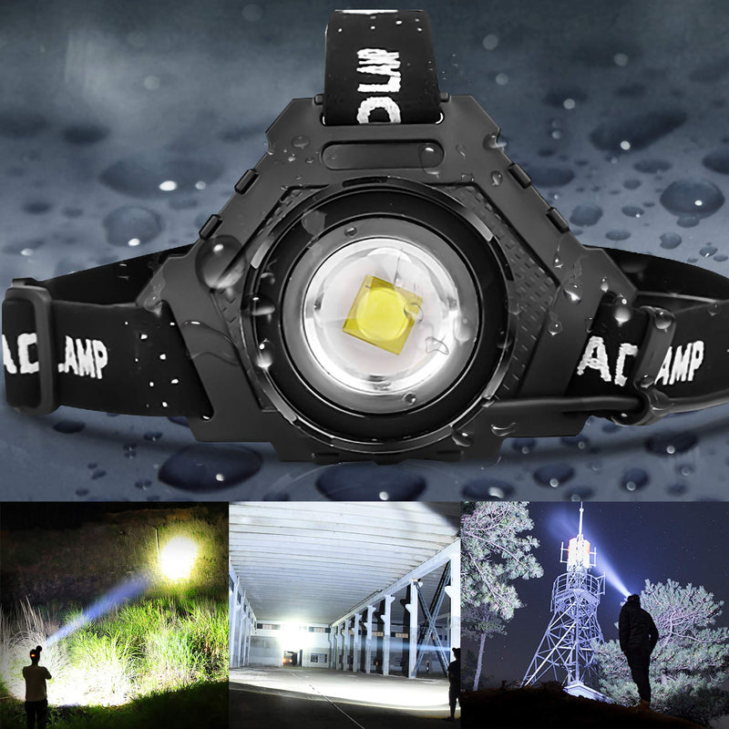 20,000 Lumens Strong Headlamps, P70 LED Super Bright Headlamps, 5 Modes USB Rechargeable Waterproof Flashlight Headlamps, with 3x3200mah Battery, Suitable for Camping, Night Riding, and Adventure - NewNest Australia