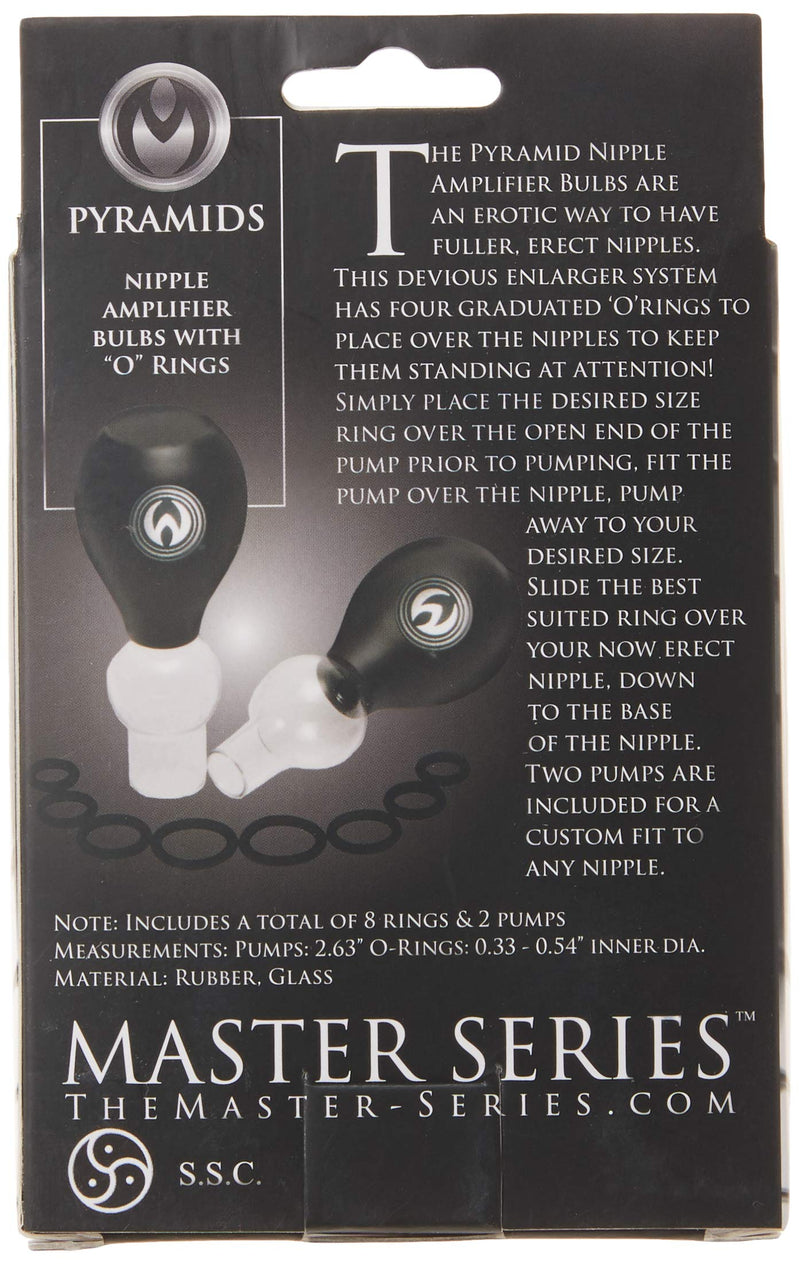 Master Series Nipple Amplifier Enlargement Bulbs with O-Rings | Engorge Your or Your Partner's Nipples, Increasing Sensitivity and Size | 2 Glass Bulb Pumps and 8 Rubber O-Rings Included - NewNest Australia