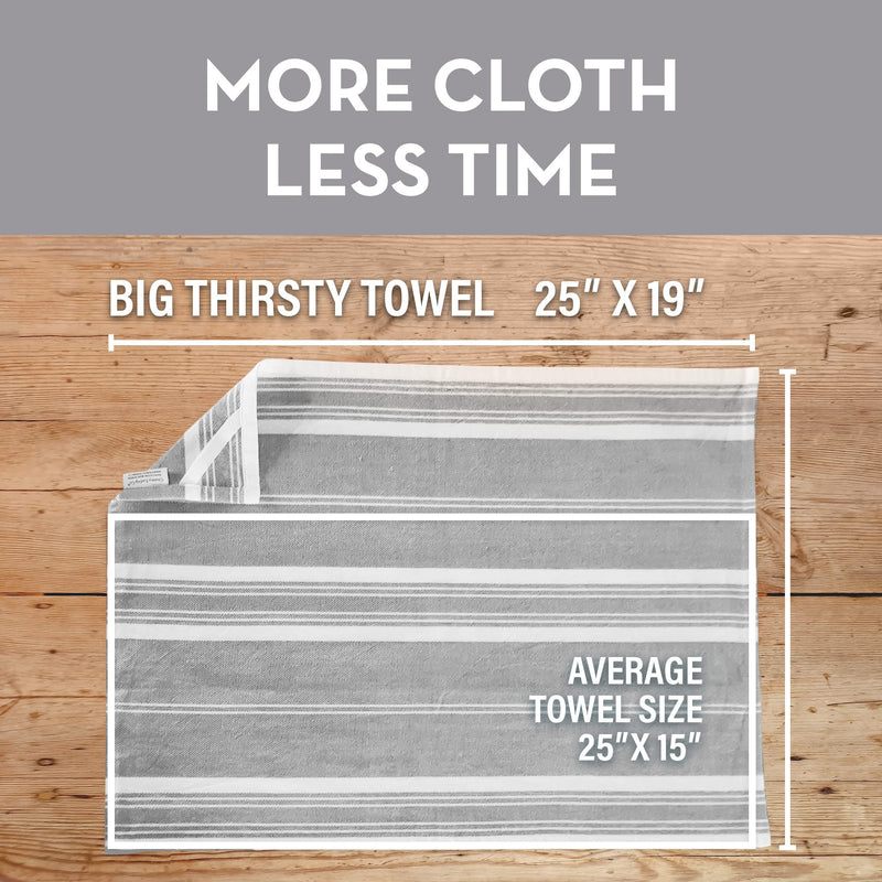 Big Thirsty Dish Towels - Organic Cotton Super Absorbent Kitchen Towels, Set of 4, Grey and White Stripe  Soft Weave Machine Washable Tea Towels - 25 x 19 - NewNest Australia