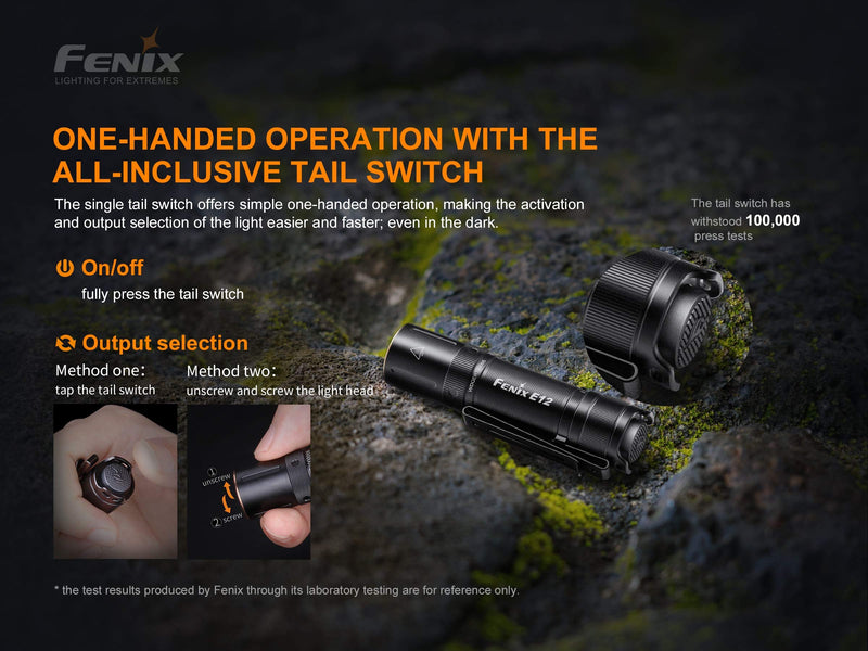 Fenix E12 V2 160 Lumen LED flashlight with EdisonBright AA alkaline battery bundle - NewNest Australia