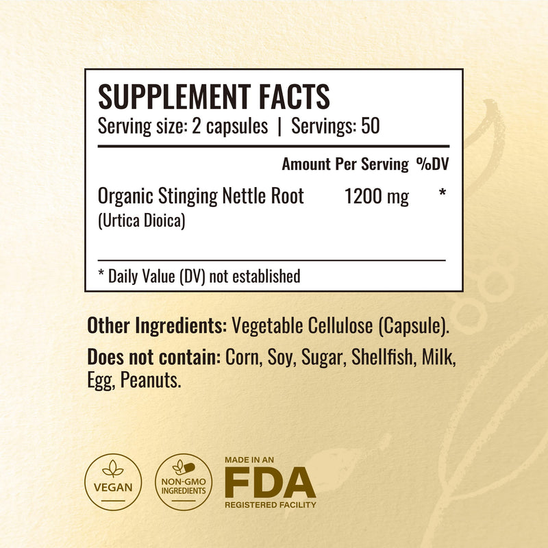 HERBAMAMA Stinging Nettle Capsules - 1200mg, 100 Capsules - Promotes Cleansing, Pain Relief & Normal Blood Pressure Levels - Urtica Dioica Root Extract Diet Supplement - Natural Non-GMO Herbal Support - NewNest Australia