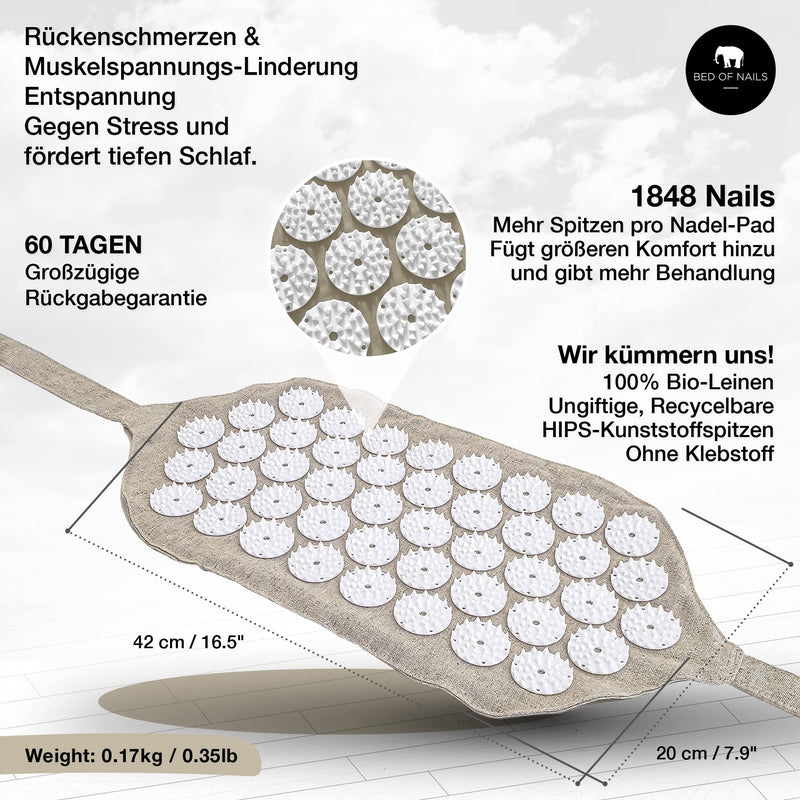 Bed Of Nails Original Eco Strap Acupressure Mat 1848 Pressure Points Acupressure Mat For On The Go For Back Pain, Tendonitis, Cellulite - With Bag - Size 38 X 20 Cm - NewNest Australia