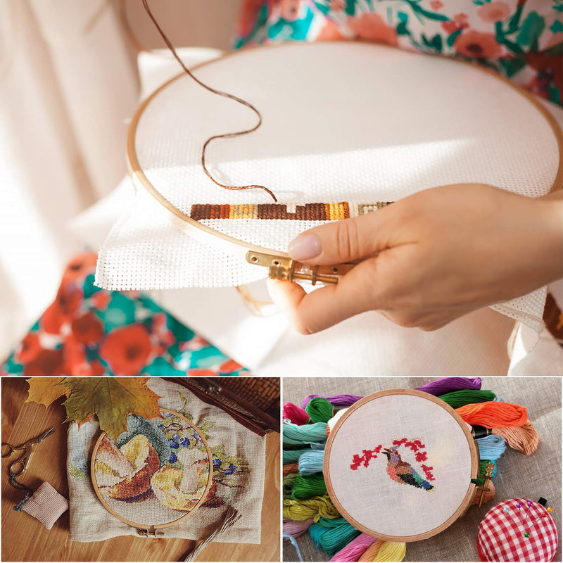 Sherbo 3 Pieces Beech Wood Embroidery Hoops Set by 7 Inch to 9 Inch Circle Hoop Ring Cross Stitch Cotton for DIY Embroidery Floss Starter of Sewing Art Kits Crafts (BeechHoop 7-9) BeechHoop 7-9 - NewNest Australia