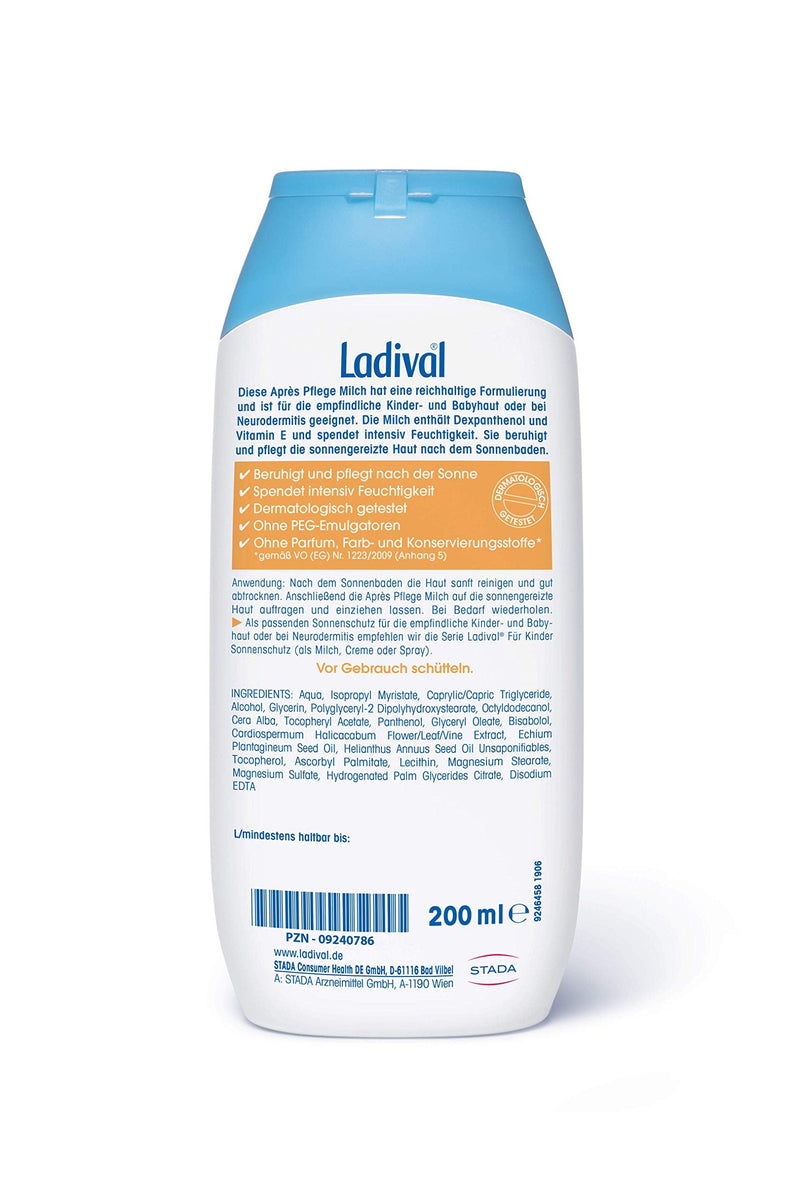 Ladival Children's Après Lotion - perfume-free after sun lotion for children's skin - intensively nourishing and cooling - without dyes and preservatives - 200 ml - NewNest Australia