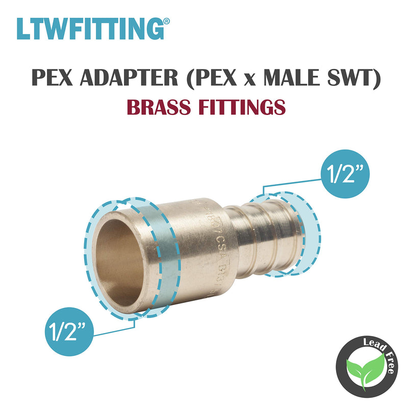 LTWFITTING Lead Free Brass PEX Adapter Fitting 1/2-Inch PEX x 1/2-Inch Male Sweat Adapter (Pack of 5) - NewNest Australia