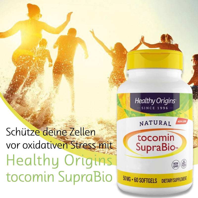 Healthy Origins, Natural Tocomin SupraBio, 50mg, 60 soft capsules, laboratory tested, vitamin E, gluten-free, soy-free, non-GMO - NewNest Australia