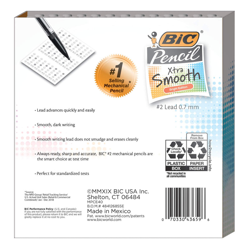 BIC Mechanical Pencil Xtra Smooth Bright Edition, Black, 0.7mm, 40-Count, MPCE40-BLK 40 Count (Pack of 1) - NewNest Australia