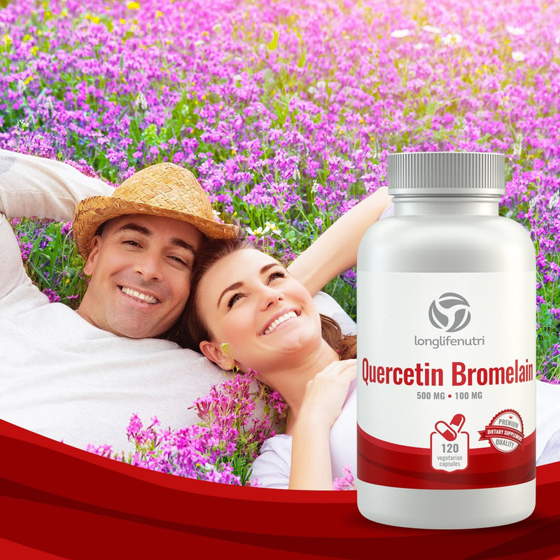 Quercetin 500mg with Bromelain 100mg 120 Vegetarian Capsules | Natural Anti Inflammatory Antioxidant Supplement | Allergy Relief Complex | Heart Health | Dihydrate Pure Powder Extract Cap 500 mg Plus 120 Count (Pack of 1) - NewNest Australia