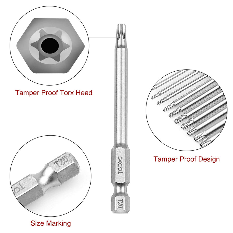 Screwdriver Bit Set Torx, 11 Pcs 1/4 Inch Hex Shank T6-T40 Magnetic S2 Steel Torx Security Head Screwdriver Drill Set Bits with Case (3 Inch Length) - NewNest Australia