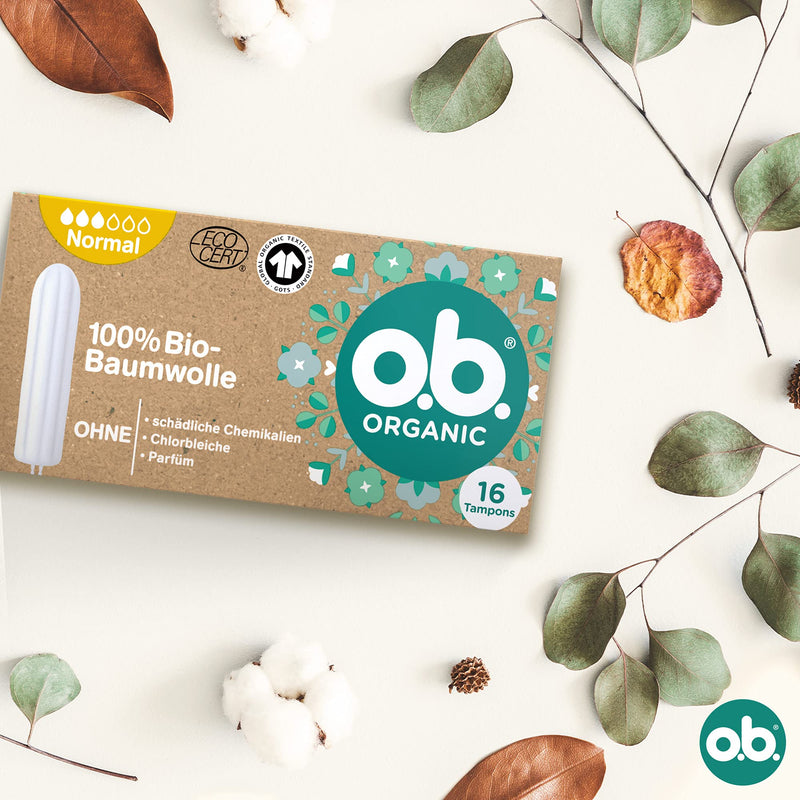 o.b. Organic Normal, Organic Tampons for Medium to Strong Days, Made from 100% Organic Cotton for Natural Protection (1 x 16 Pieces),Brown,30360 - NewNest Australia