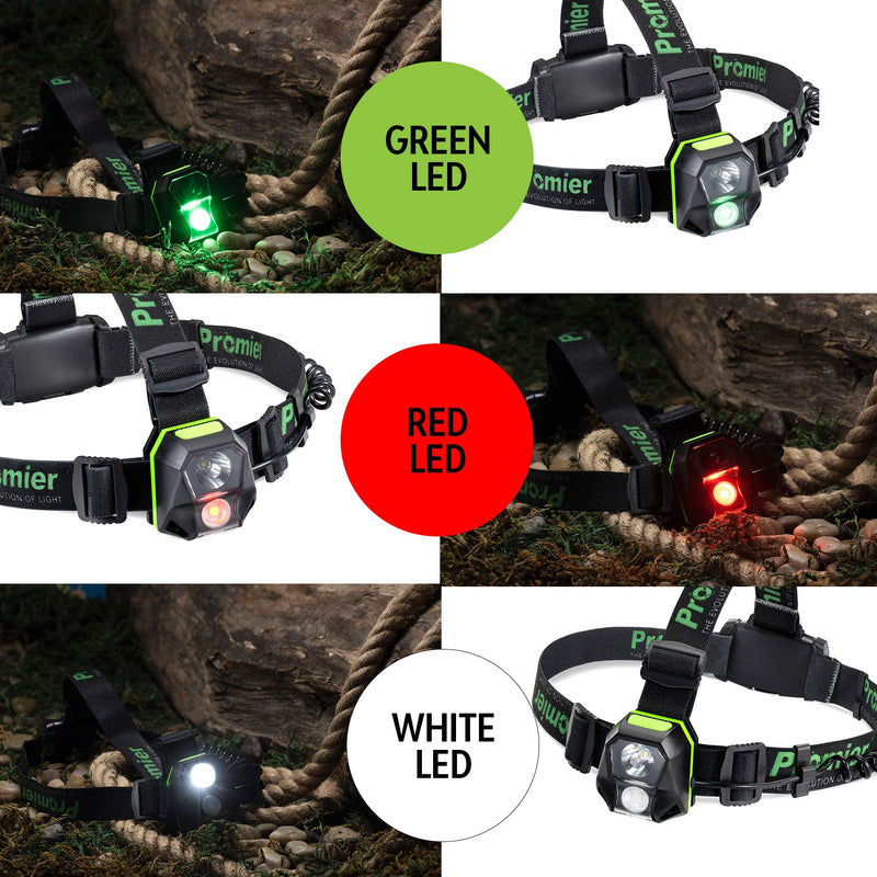 Powerful LED Headlamp Flashlight Batteries INCLUDED, 5 Modes (200 Lumen) Adjustable Head Strap, Hands Free Operation, Flashing Mode Red/Green/White, UltraBright Flashlight for Tactical, Work & Outdoor - NewNest Australia