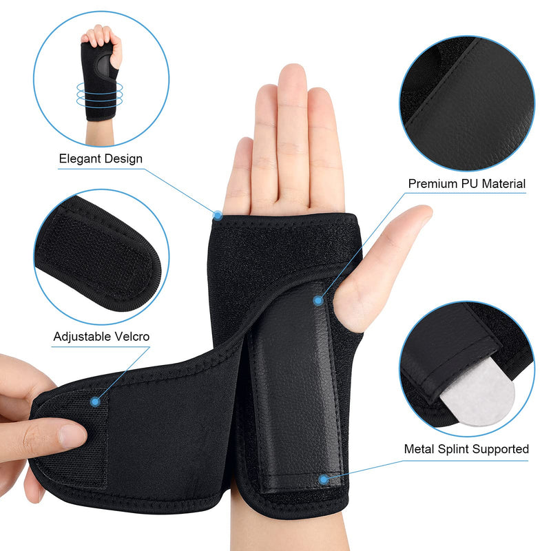 Opopark Wrist Support Brace, Adjustable Breathable Wrist Strap Reversible Wrist Brace Wrist Protectors for Carpal Tunnel Syndrome, Arthritis and Tendonitis(Black-Left) - NewNest Australia