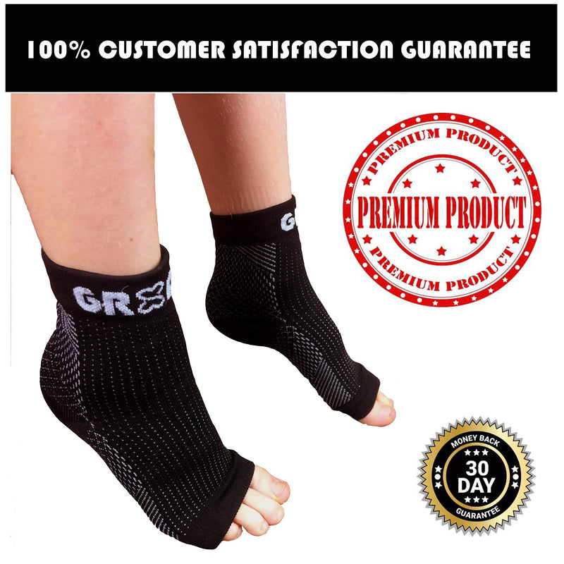 gr8ful® Plantar Fasciitis Socks | Support Sleeves with 24/7 Compression & Treatment for Foot Arch, Heel, Fascia & Achilles Tendonitis, Men/Women, Pain Relief Night Splint Sock | 1 pair | Black S/M S/M (Pack of 2) - NewNest Australia