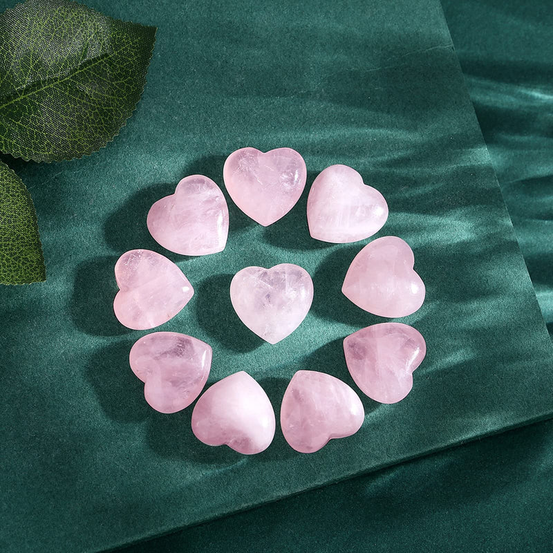10 PCS Rose Quartz Crystals Heart Polished Healing Stones Bulk Wholesale Palm Natural Love Heart Shaped Gemstones Set Reiki Energy Balancing Meditation 1 Rose Quartz - 10pcs - NewNest Australia