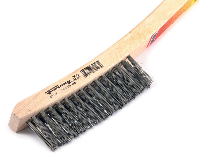 Forney 70523 V-Groove Stainless Steel Wire Brush, with Wood Handle, 13-3/4-Inch-by-.014-Inch - NewNest Australia