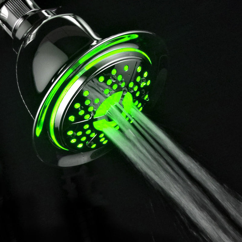 PowerSpa All Chrome 4-Setting LED Shower Head with Air Jet LED Turbo Pressure-Boost Nozzle Technology; 7 Colors of LED Lights Change Automatically Every Few Seconds - NewNest Australia