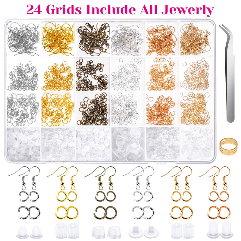 Earring Hooks, Anezus 1900Pcs Earring Making Supplies Kit with Jewelry Hooks, Fish Hook Earrings, Earring Backs, Jump Rings for Jewelry Making and Earring Repair,Gifts for Women - NewNest Australia