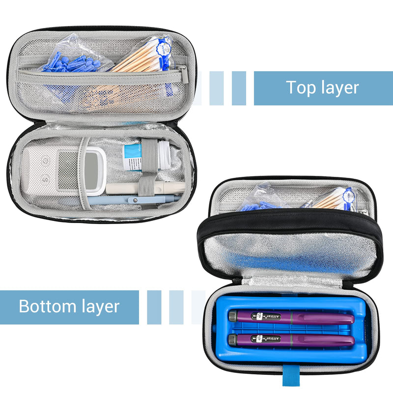 ProCase Double Insulin Cooler Bag Storage and Travel Packs for Diabetics Insulin Cooler Travel Case - Black Black - NewNest Australia