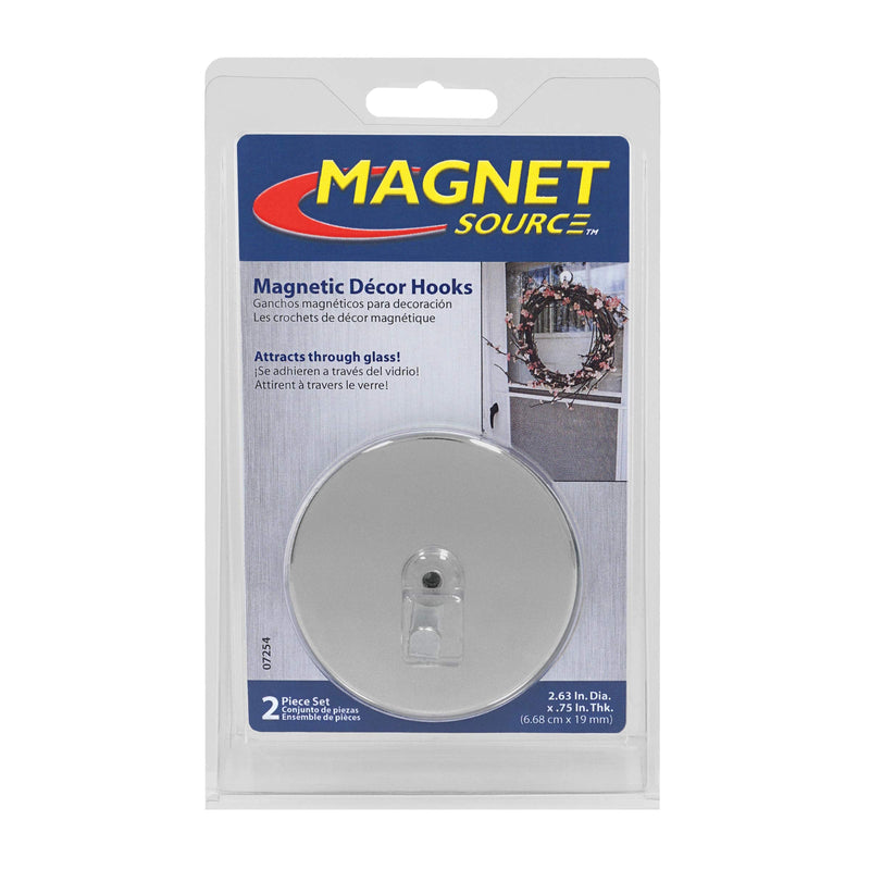 Master Magnetics 07254 Magnetic Hook with Decor Hook Chrome Plate, 2.63" Diameter, 0.750" Thick, Silver - NewNest Australia