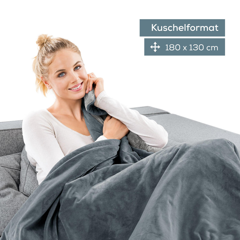 Beurer HD 75 Dark Gray electric blanket, cuddly soft heated blanket, 6 temperature levels, machine washable, with automatic switch-off and particularly safe, dark gray, 180 x 130 cm - NewNest Australia