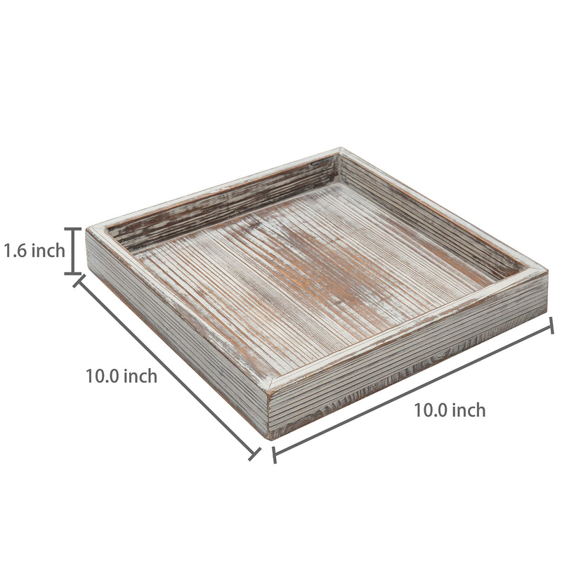 NewNest Australia - MyGift 10 inch Torched Wood Decorative Tray, Ottoman Coffee Table Accent 