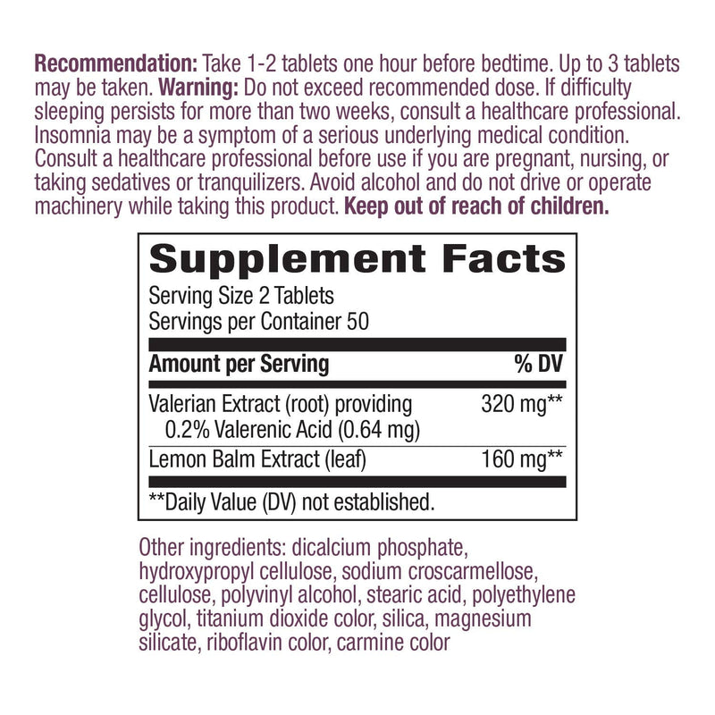 Nature’s Way Valerian Nighttime, Herbal Sleep Aid, 320 mg per Serving, Gluten-Free, 100 Tablets - NewNest Australia