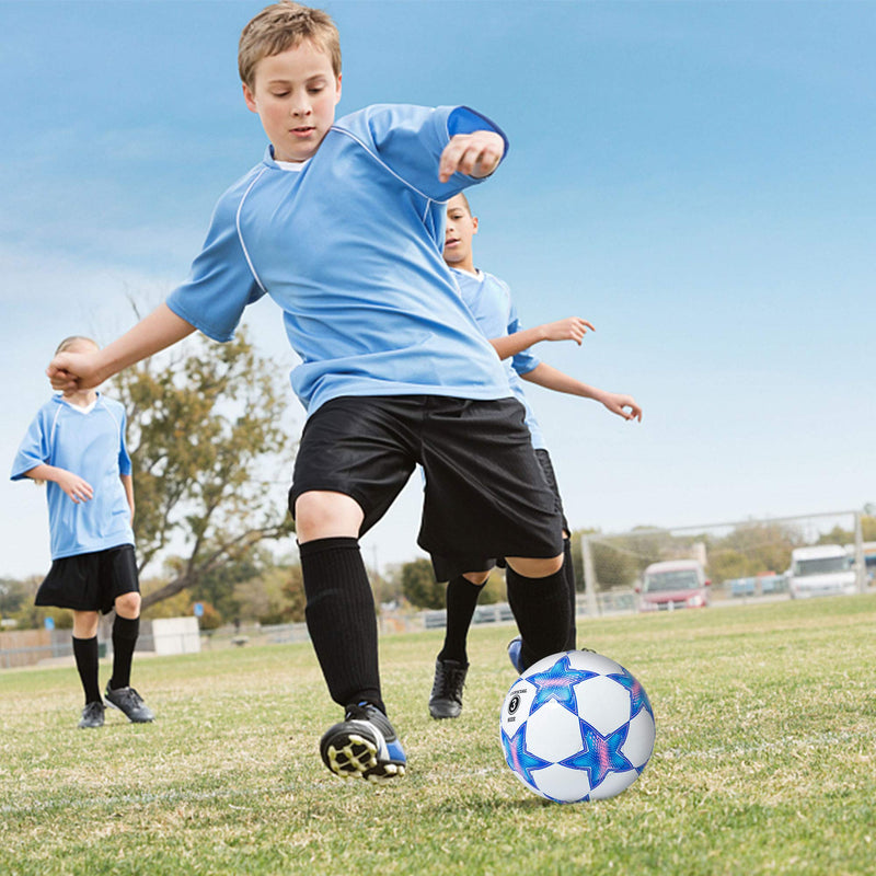 Soccer Ball Size 3 for Kids, Runleaps Ball Toys with Star Pattern Official Size Soccer Balls for Training, Playing, Boys, Girls, Toddlers Age 3 - 8 ( Blue ) Blue-Pink - NewNest Australia
