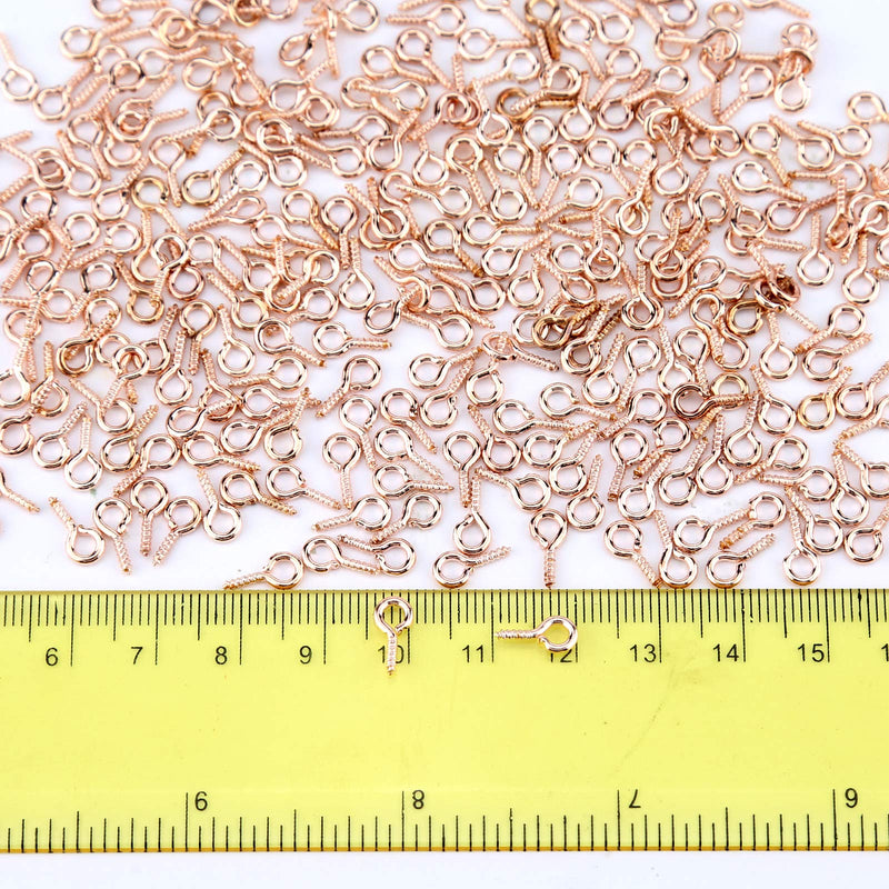 AIEX 300 pcs Screw Eye Pins Hooks Eyelets Screw Threaded for Jewelry Making Findings DIY Crafts, Rose Gold - NewNest Australia