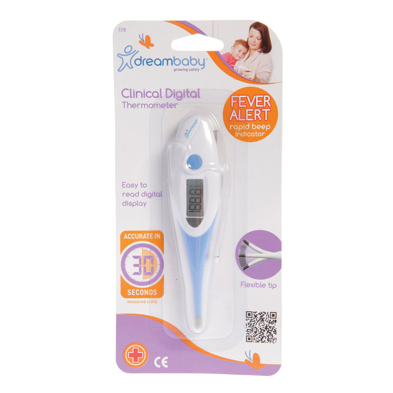 Dreambaby Clinical Digital Oral Thermometer - Accurate Temperature Reading in 30 seconds - With Fever Alert Sound Feature - Suitable for Infants, Toddlers & Adults - Blue - Model F318 - NewNest Australia
