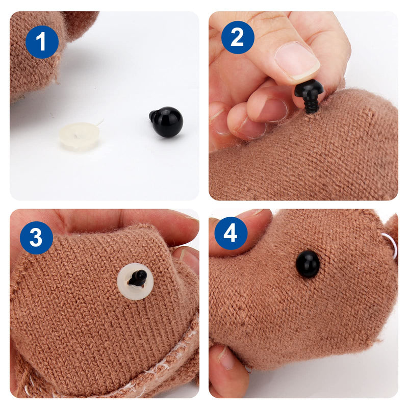 Large Safety Eyes for Amigurumi Crochet 18-30mm - RuWfpz 4 Sizes Stuffed Animal Eyes with Washers, 80Pcs Black Plastic Crochet Safety Eyes for Crafts Doll Bear Plush Animal - NewNest Australia