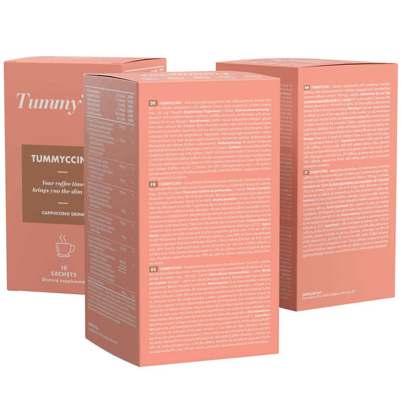 Tummyccino Caffeine Boost - Delicious Drink with Green Coffee Extract - Garcinia Cambogia and Guarana Extracts - 30 Sachets for 1 Month - With Free E-Book Guide - TummyTox - NewNest Australia