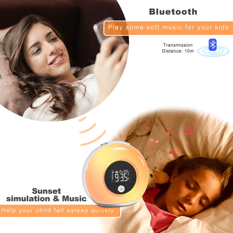 Wake Up Light Alarm Clock - Uplayteck Kids Night Light Alarm Clock with Bluetooth Speaker Dimmable 4 Level Brightness Colorful Light Bedside Lamp Music Player for Kids, Party, Bedroom, Camping - NewNest Australia