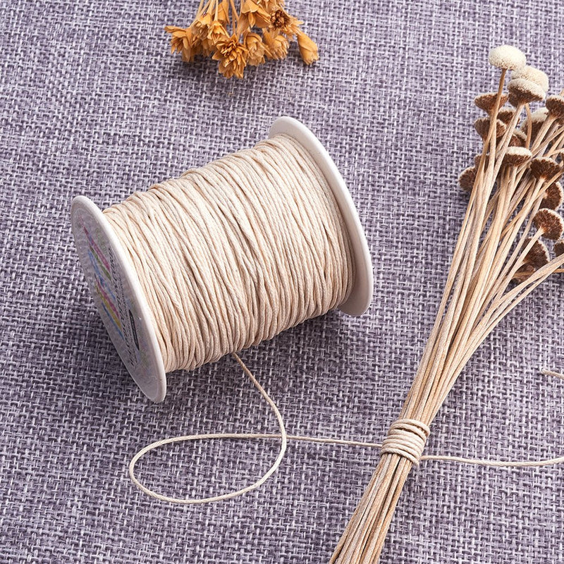 PH PandaHall 100 Yards 1mm Waxed Cotton Cord Thread Beading String for Bracelet Necklace Jewelry DIY Craft Making Crafting Beading, Beige 1mm-100 Yards - NewNest Australia
