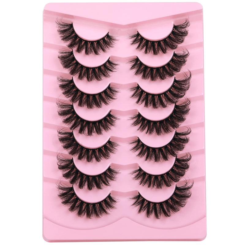 JIMIRE Faux Mink Lashes Wispy Fluffy Cat Eye 6D Volume Russian Strip D Curl False Eyelashes Thick Crossed Soft Curly Fake Lashes 7 Pairs Pack 7 Pairs Cat Eye - NewNest Australia