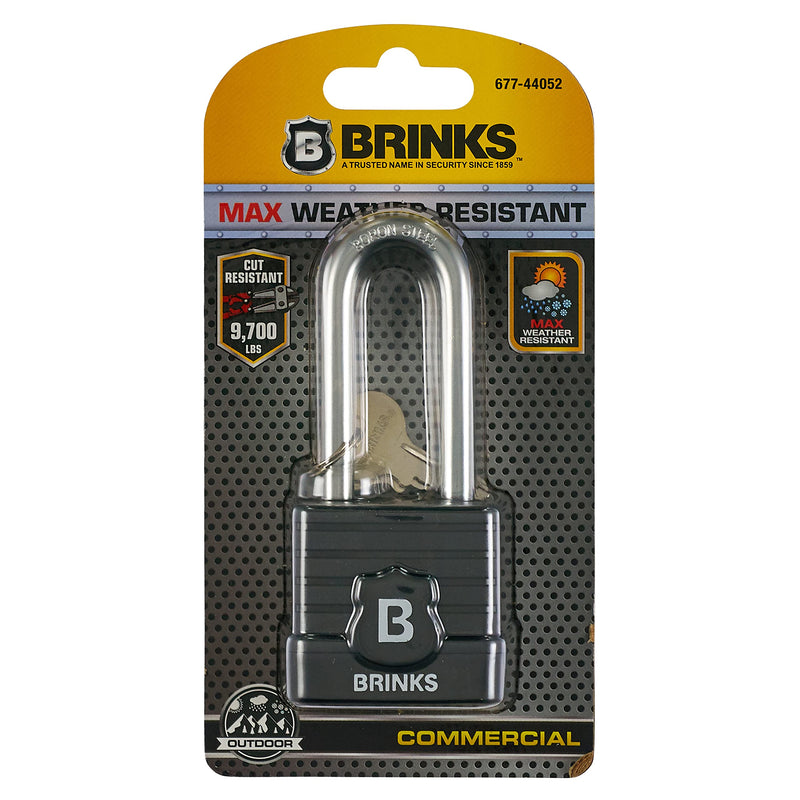 Brinks 677-44052 Commercial Weather Resistant Laminated Steel Padlock, XT Plus Series, 44 mm - NewNest Australia