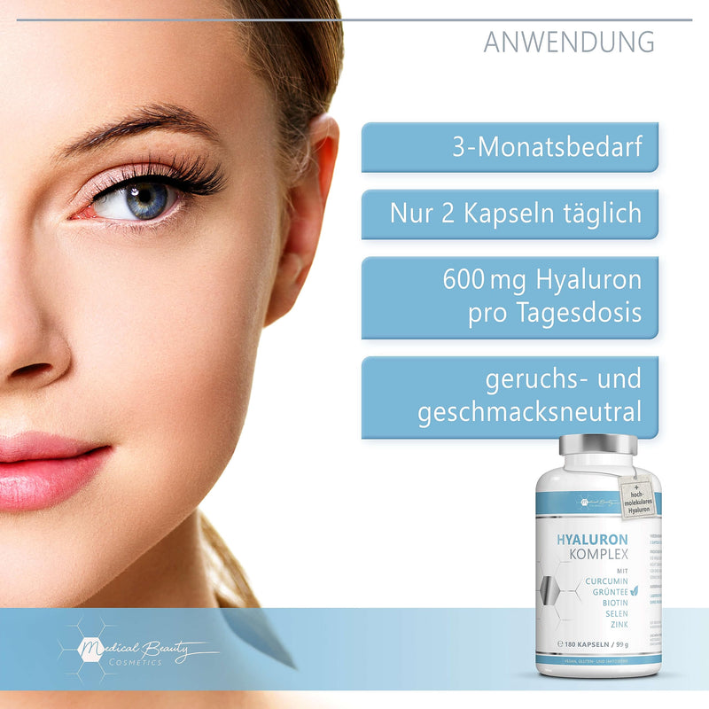 The Test Winner 2023: 180 Hyaluronic Acid Capsules High Dose - 600 Mg With Zinc, Curcumin And Green Tea Extract - Hyaluronic Capsules High Dose With Biotin, Selenium For Beautiful Skin, Hair, Bones, - NewNest Australia