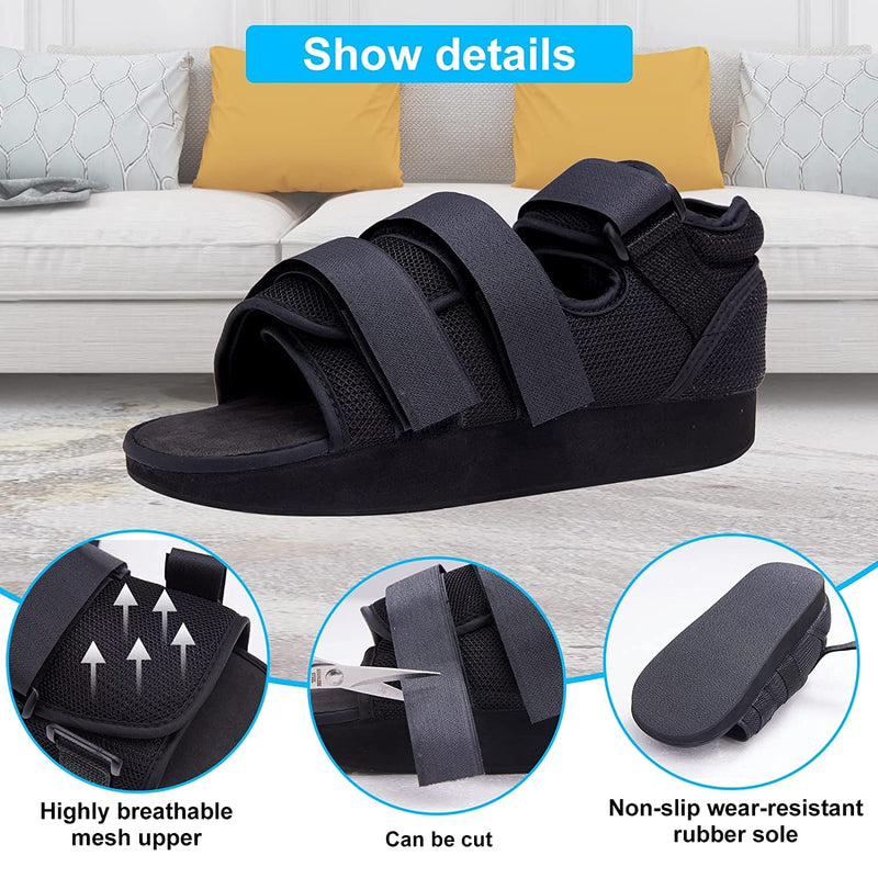 Post Op Recovery Shoe Adjustable Medical Walking Shoe Forefoot Off-Loading Healing Shoe for Post Surgery or Operation Support, Broken Foot, Bunions Broken Big Toe Surgery Flat (L) L - NewNest Australia