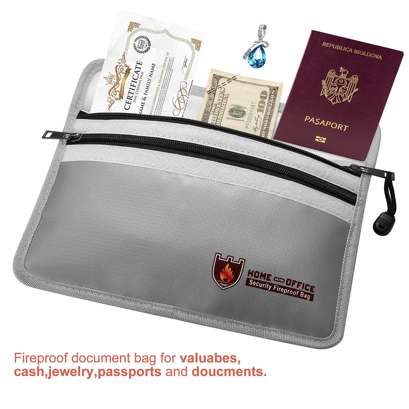 Fireproof Document Bag (2000℉),10.6”x 6.9” Waterproof and Fireproof Money Bag with Zipper,Fireproof Safe Storage Pouch for Passport,Cash,Jewelry,Legal Documents and Valuables - NewNest Australia