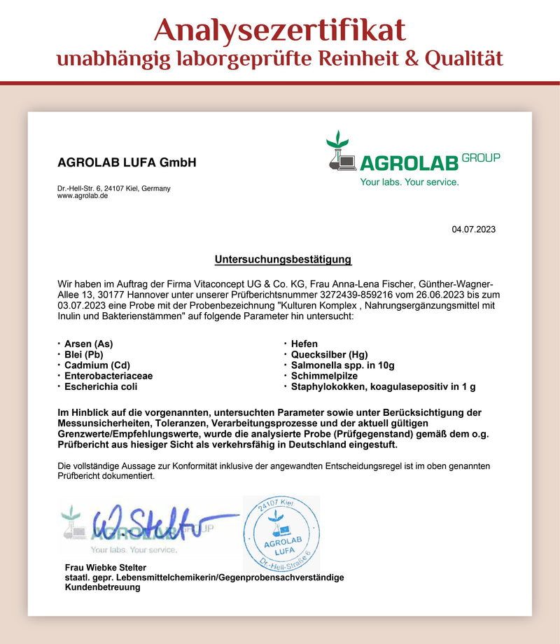Vitaconcept Culture Complex With Inulin I 100 Gastro-Resistant Capsules I The Main Bacterial Strains Microencapsulated With Lactobacillus & Bifidobacterium I Made In Germany (100 Caspels) - NewNest Australia
