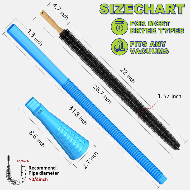 Sealegend 2 Pack Dryer Vent Cleaner Kit and Flexible Dryer Lint Brush Vacuum Hose Attachment Brush Lint Remover Power Washer and Dryer Vent Vacuum Hose Blue - NewNest Australia