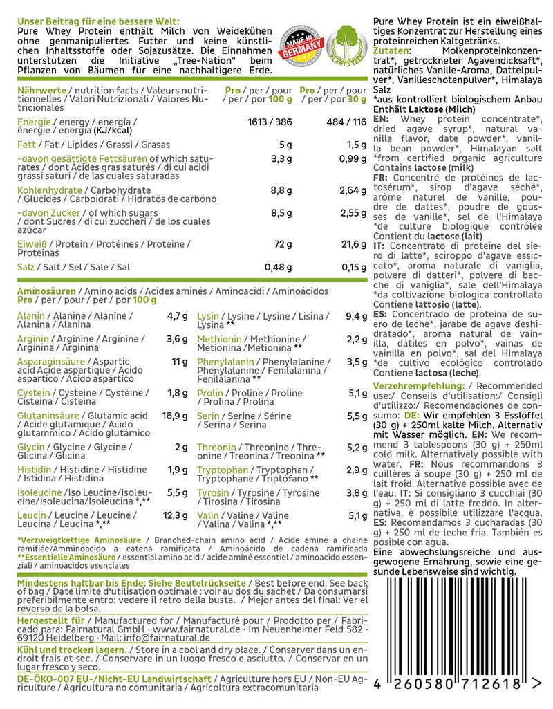 Fairprotein Organic Whey Protein Powder, Organic Protein Powder From Germany, High-Quality Protein Shakes, Organically Certified, For Men And Women, 650 G Premium Whey Protein Powder Without Soy - NewNest Australia