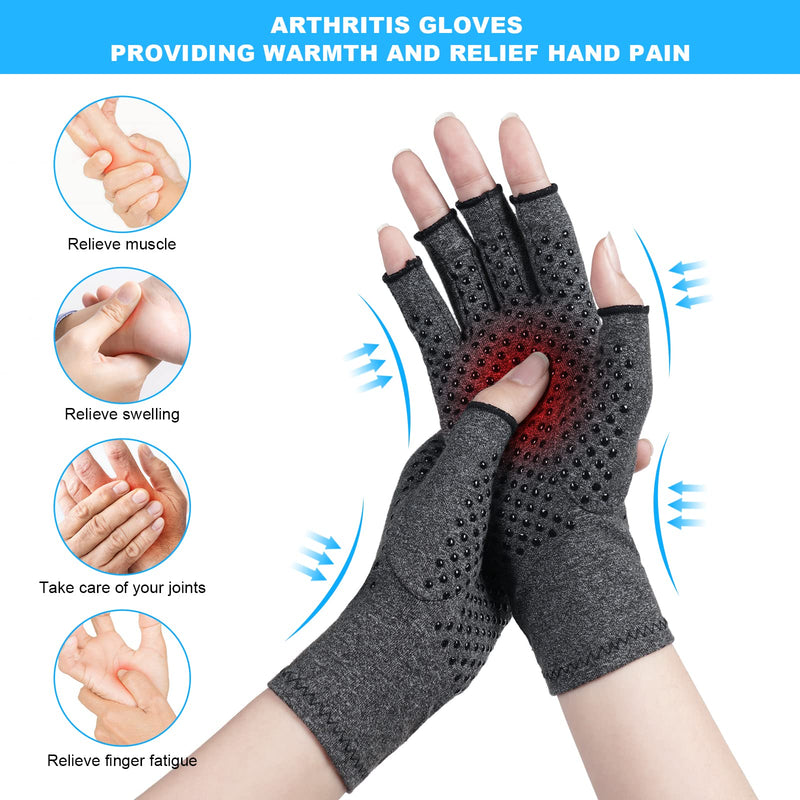 ACWOO Arthritis Gloves, Compression Gloves Therapy for Arthritis Pain Relief, Hand Fatigue, Anti-Slip Fingerless Design for Women and Men, Provide Support for Hands and Finger Joint, Grey(M) Grey Dispensing M - NewNest Australia