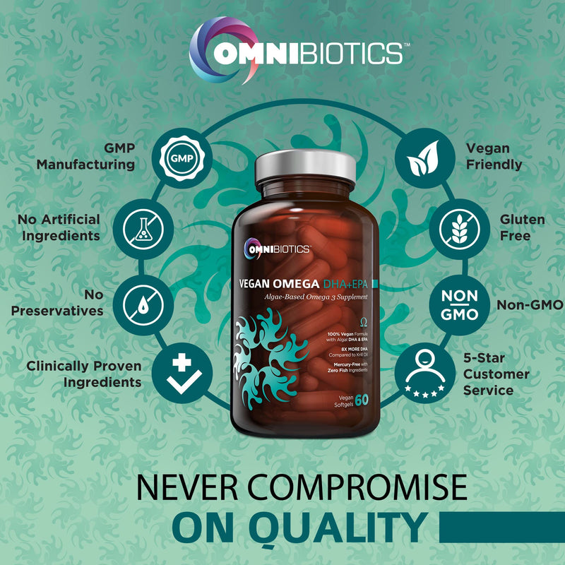 Vegan Omega DHA+EPA | MD-Certified Prenatal DHA with EPA | 8X More DHA Than Krill Oil! Fish-Free Omega Essential Fatty Acids - Algal Omega-3, Omega-6, DHA, EPA - NewNest Australia