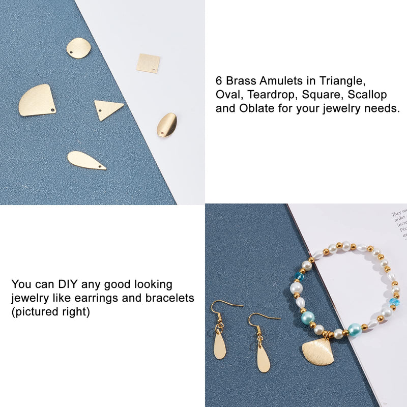 SUPERFINDINGS 48Pcs 6 Styles Brass Pendants Charms Real 24K Gold Plated Brass Blank Charms Triangle Oval Square Fan Blank Stamping Tag Pendants for Bracelet Necklace Jewelry DIY Craft Making 48pcs 6 Style - NewNest Australia