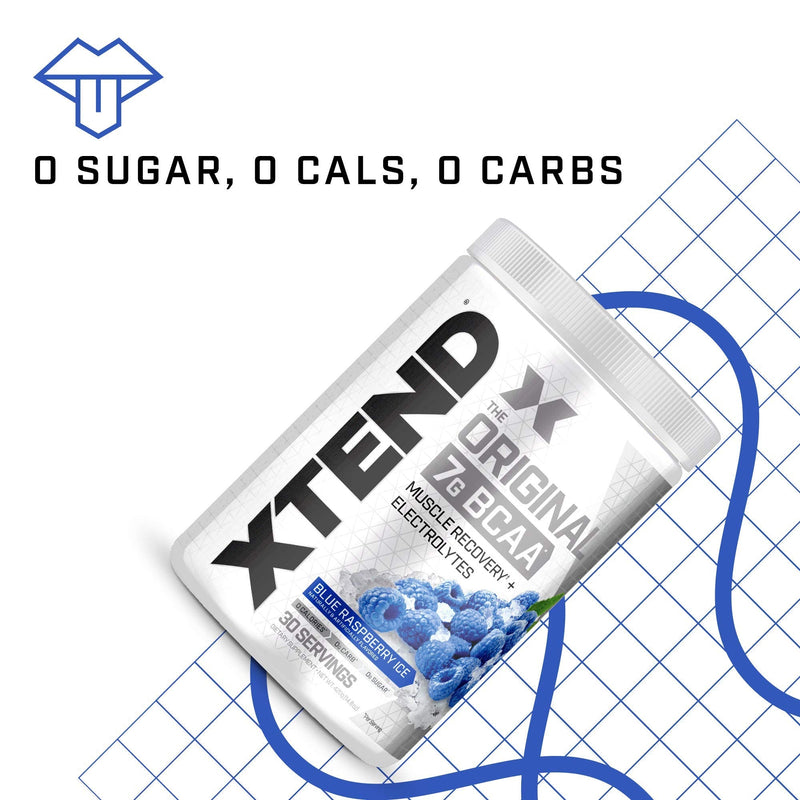 XTEND Original BCAA Powder Blue Raspberry Ice - Sugar Free Post Workout Muscle Recovery Drink with Amino Acids - 7g BCAAs for Men & Women - 30 Servings 30 Servings (Pack of 1) - NewNest Australia